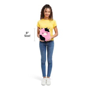 Squishmallows 8-Inch Pollyanna the Black and Pink Cow